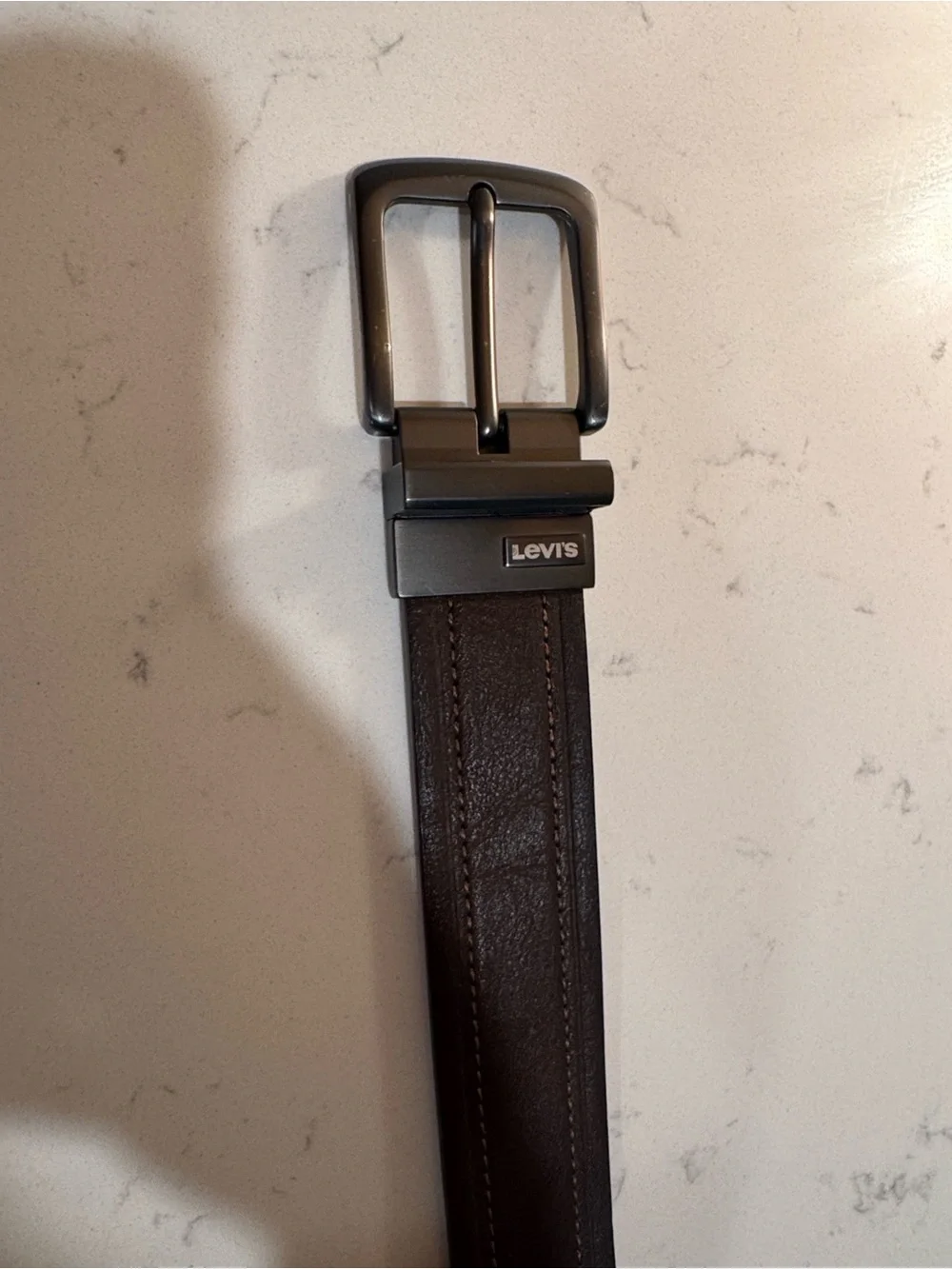 Levi's Men's Dark Brown and Black Reversible Leather Belt